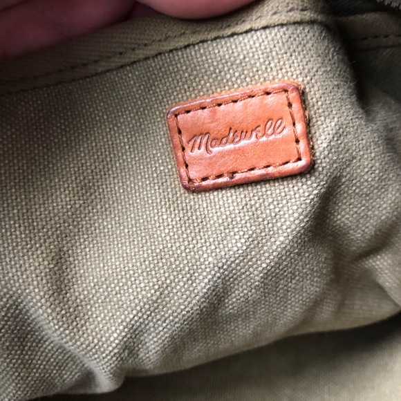 Madewell Canvas Transport Tote Bag Green Khaki Leather Straps Capsule Everyday - Picture 4 of 9
